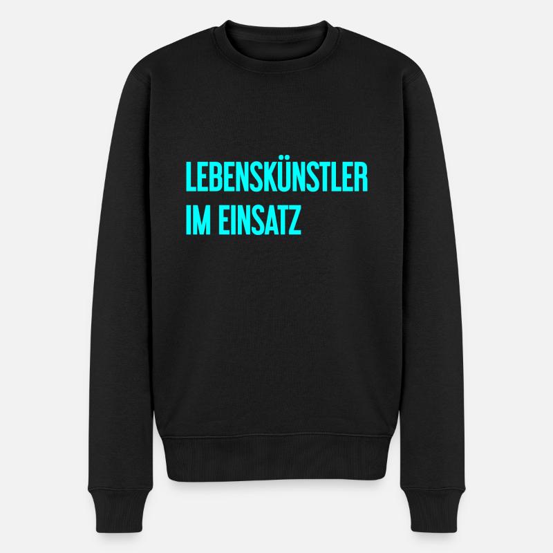 Lebenskünstler im Einsatz - Männer Premium Bio Pullover - Schwarz