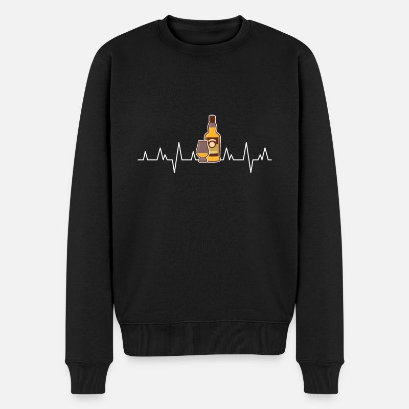 Whiskey Battements cardiaques ECG Électrocardiogramme - Pull Premium bio Homme - noir