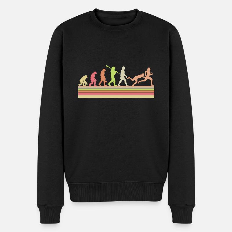 Rugby Ball Sport Player Retro Evolution Rugby Team - Männer Premium Bio Pullover - Schwarz