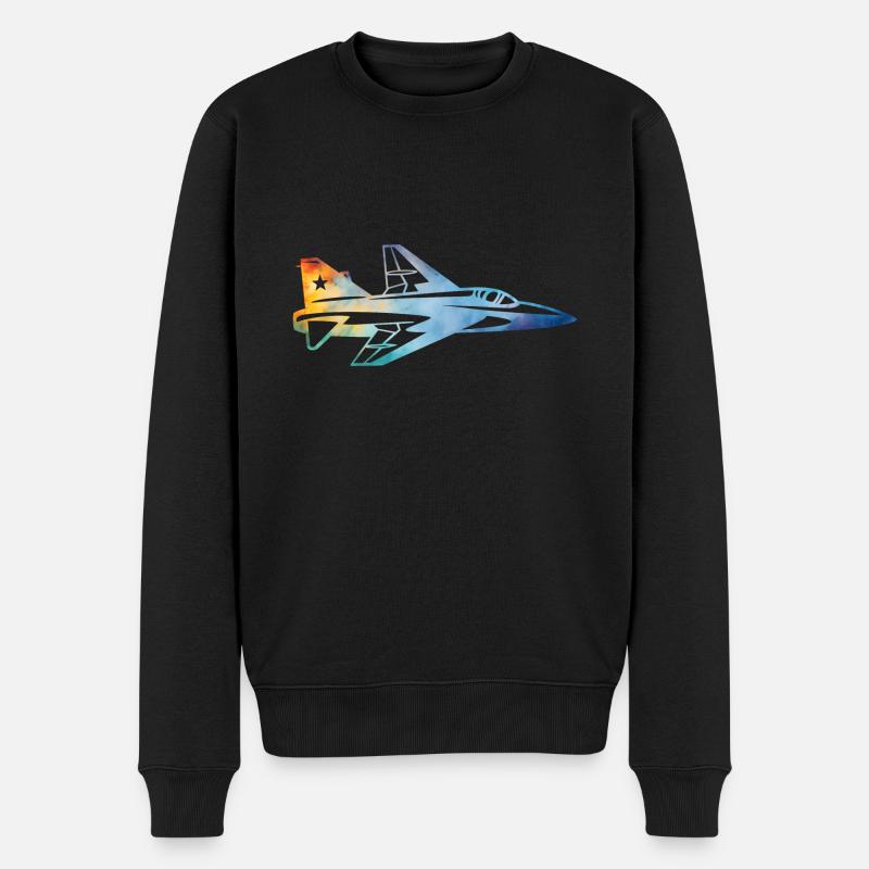 Kampfflugzeug - Männer Premium Bio Pullover - Schwarz
