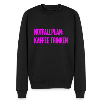 Kaffee-Notfallplan - Männer Premium Bio Pullover - Schwarz - Vorne - Nico (187cm)