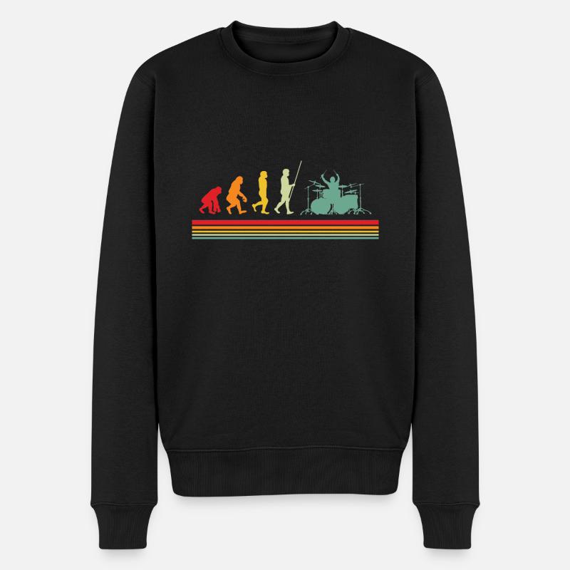 Drummer Evolution Drummer Retro Drums - Men's Premium Organic Jumper - black