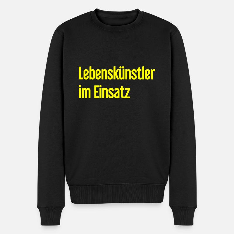 Lebenskünstler im Einsatz - Männer Premium Bio Pullover - Schwarz