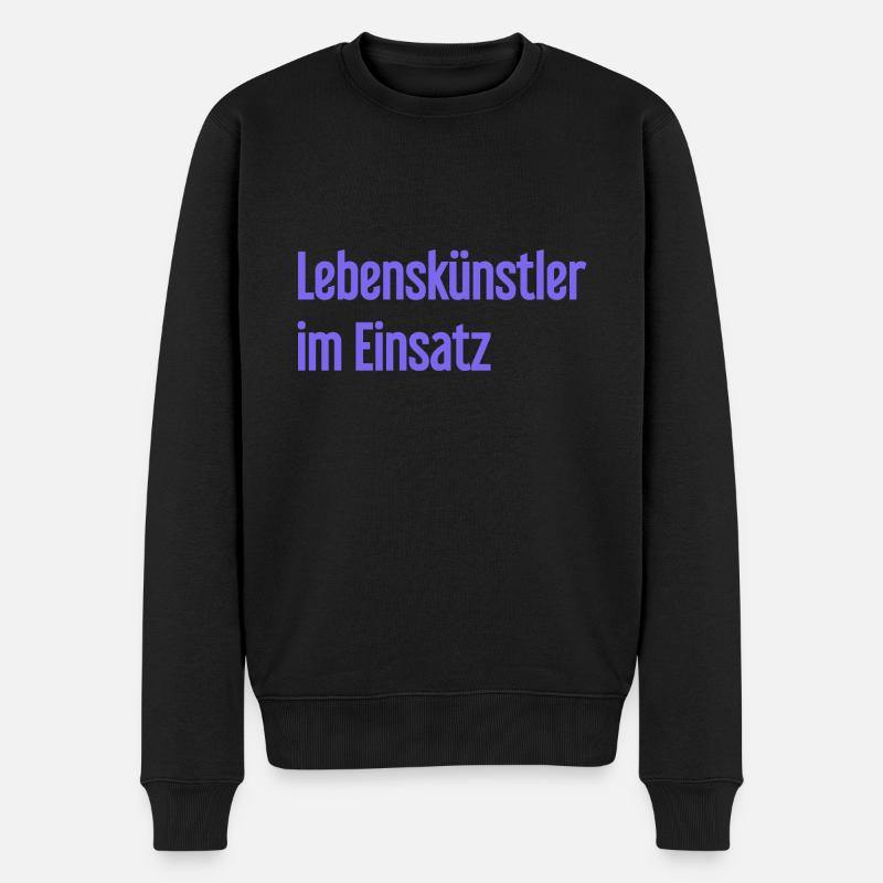 Lebenskünstler im Einsatz - Männer Premium Bio Pullover - Schwarz