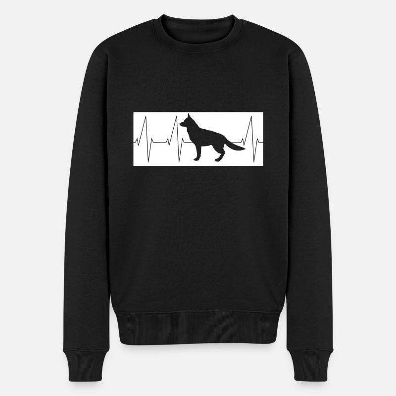 Herzschlag Hund - Männer Premium Bio Pullover - Schwarz