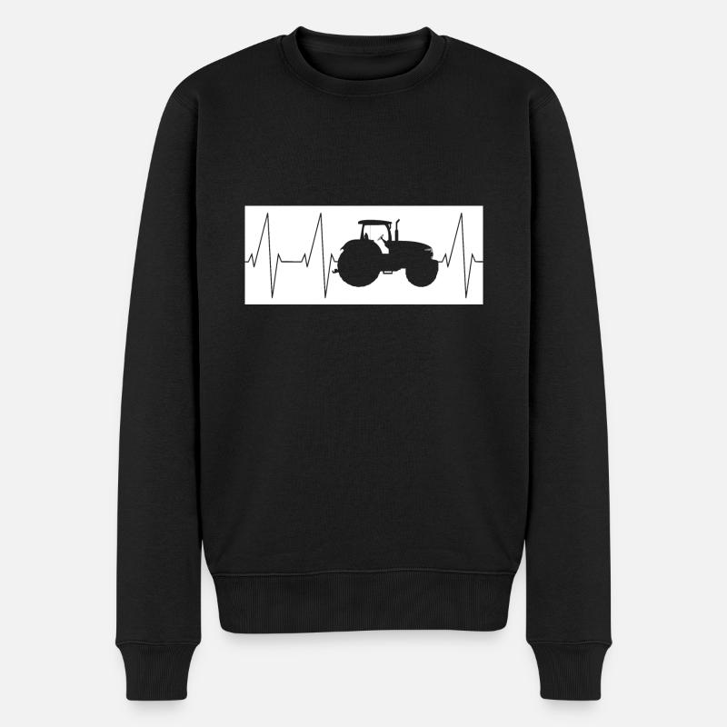 Traktor Herzschlag - Männer Premium Bio Pullover - Schwarz