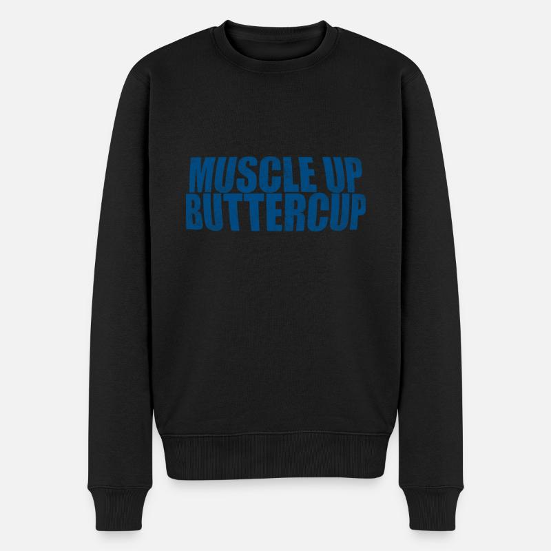 Muscle Up Buttercup - Männer Premium Bio Pullover - Schwarz