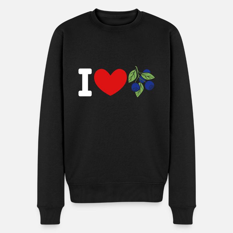 Heidelbeere Frucht Blaubeere - Männer Premium Bio Pullover - Schwarz