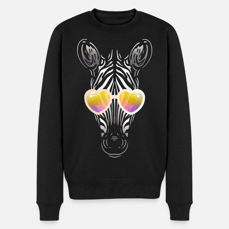 Zebra mit Sonnenbrille - Männer Premium Bio Pullover - Schwarz