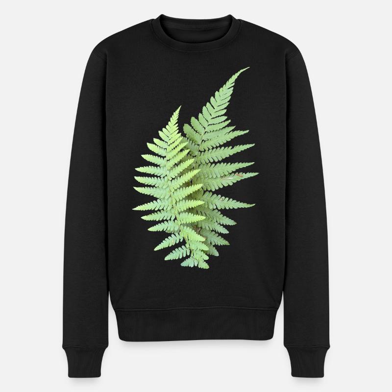 Farn Blätter Farnblätter grün - Männer Premium Bio Pullover - Schwarz