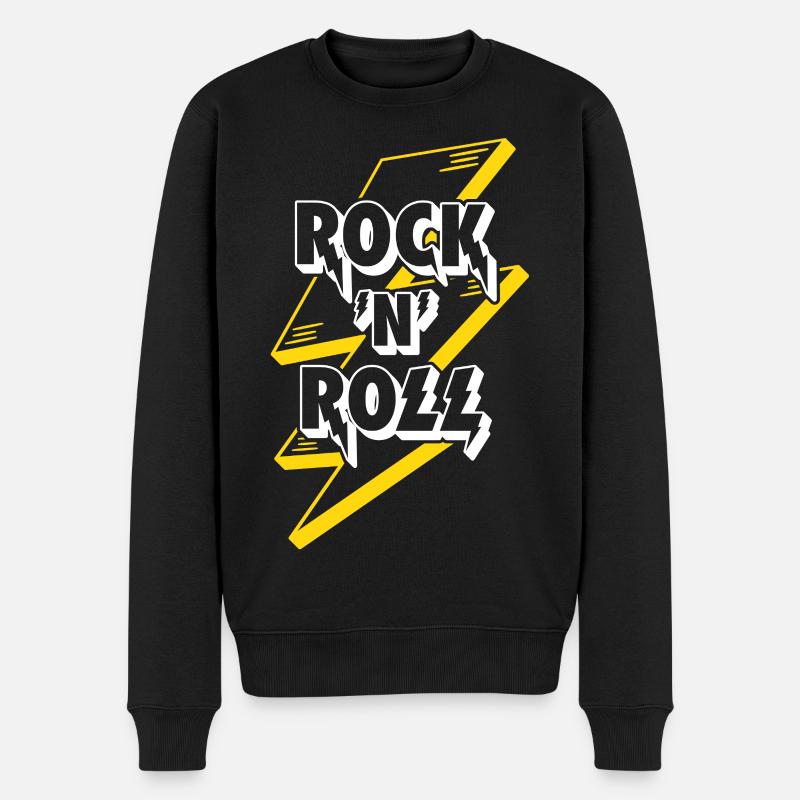 Logo texte rock’n’roll avec éclair - Pull Premium bio Homme - noir