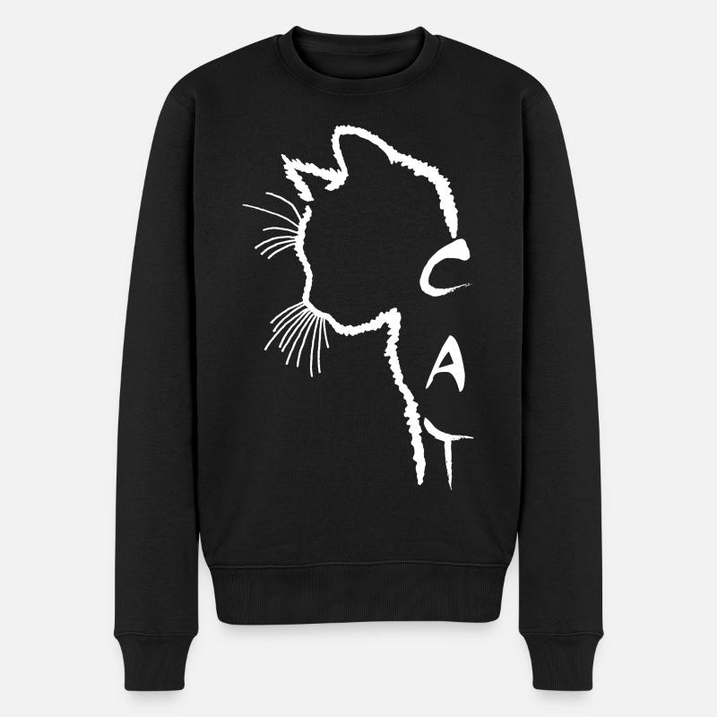 Silhouette de chat blanc - Pull Premium bio Homme - noir