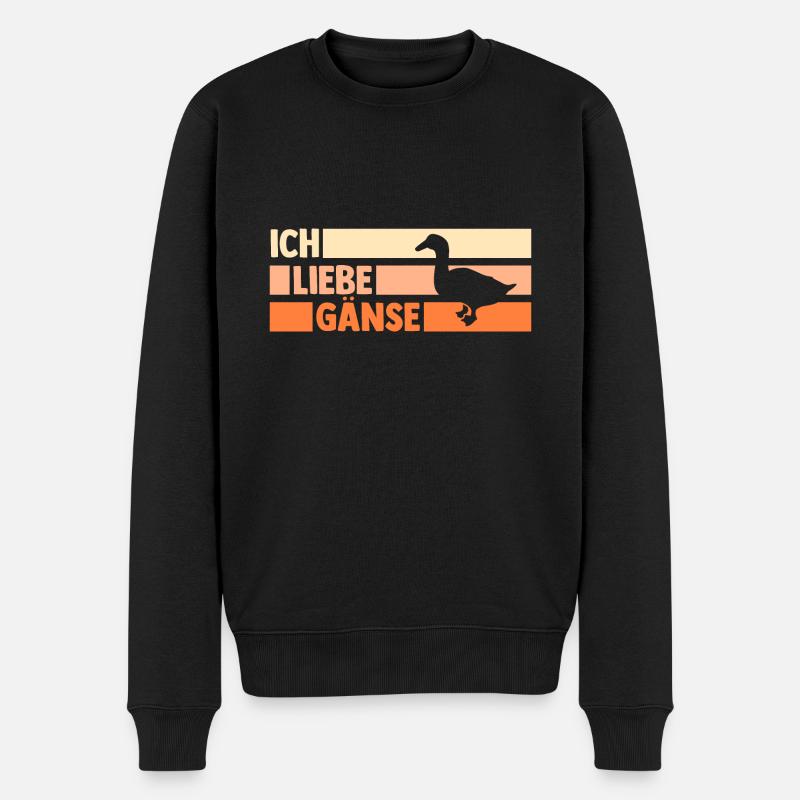Gans Gänse - Männer Premium Bio Pullover - Schwarz