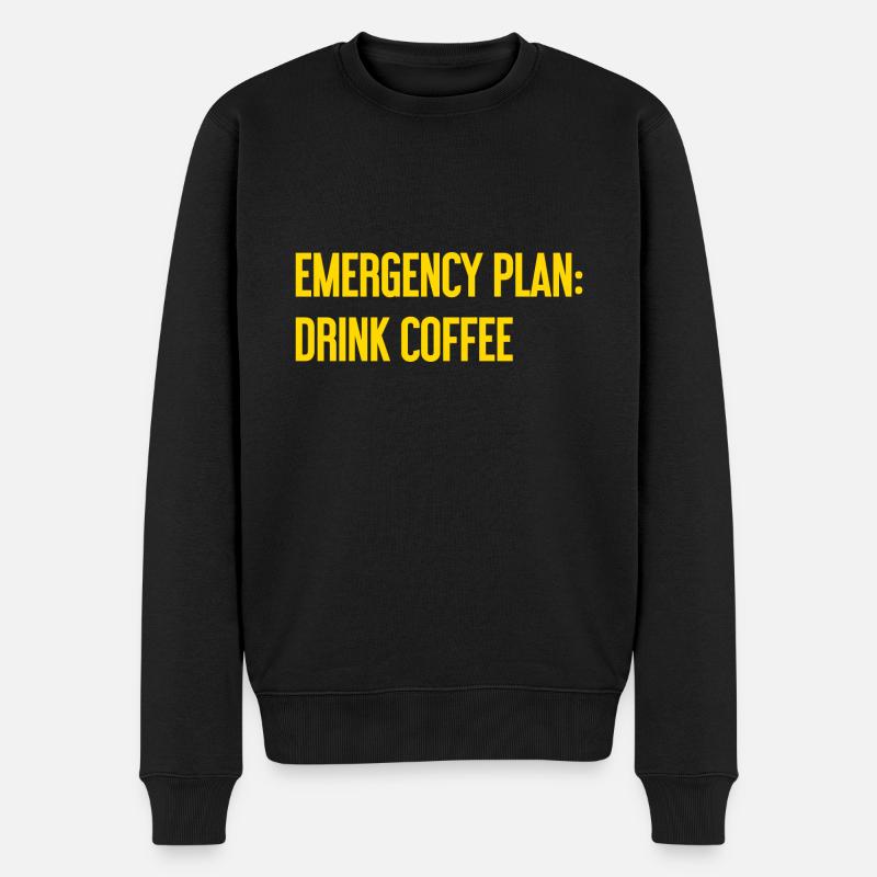 Kaffee-Notfallplan - Männer Premium Bio Pullover - Schwarz