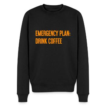 Kaffee-Notfallplan - Männer Premium Bio Pullover - Schwarz - Vorne - Nico (187cm)