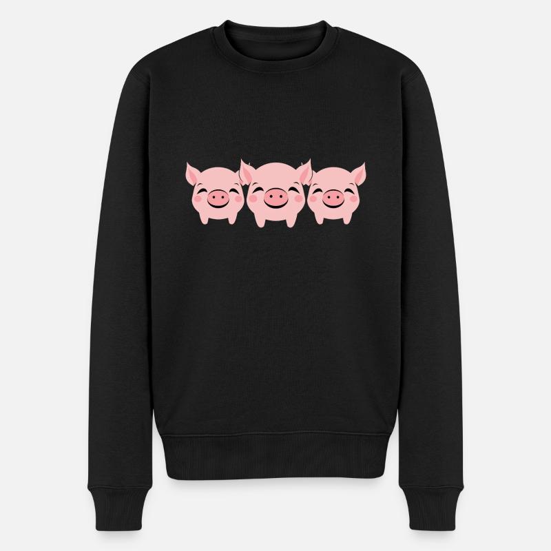 Schwein - Männer Premium Bio Pullover - Schwarz