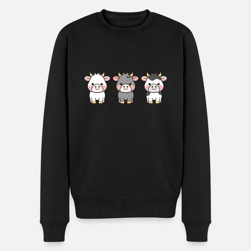 Kuh - Männer Premium Bio Pullover - Schwarz
