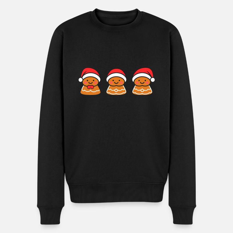 Lebkuchenmann - Männer Premium Bio Pullover - Schwarz