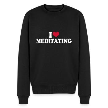 Méditer la méditation J’aime méditer - Pull Premium bio Homme - noir - Devant - Nico (187cm)