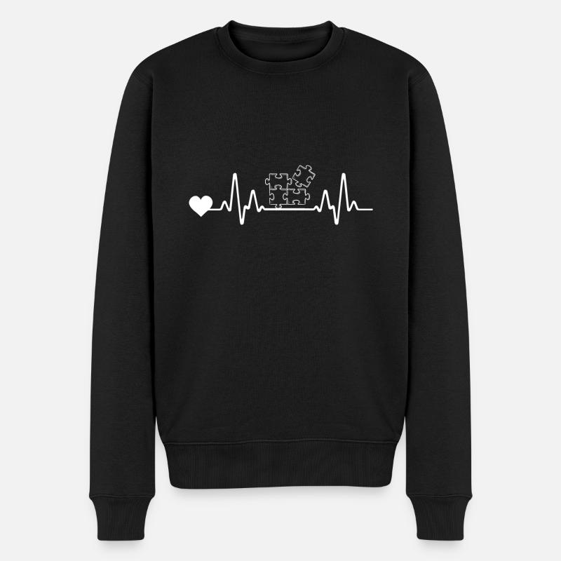 Puzzlefan Puzzler Puzzleteile Herzschlag Puzzle - Männer Premium Bio Pullover - Schwarz