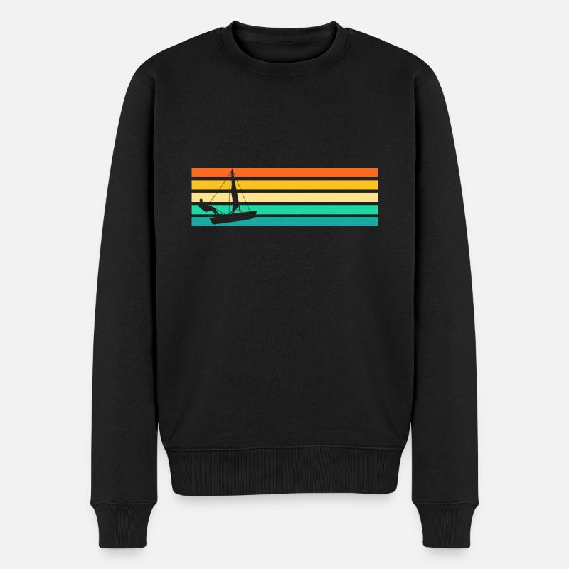 Segelboot Retro Segler Segeln - Männer Premium Bio Pullover - Schwarz