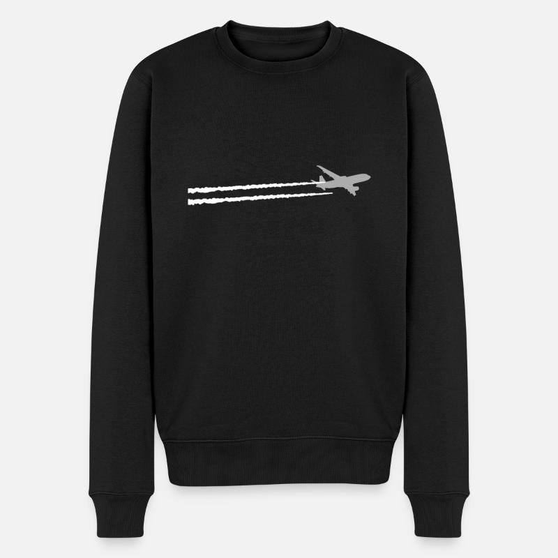 Flugzeug Kondensstreifen Pilot Aviation Geschenk - Männer Premium Bio Pullover - Schwarz