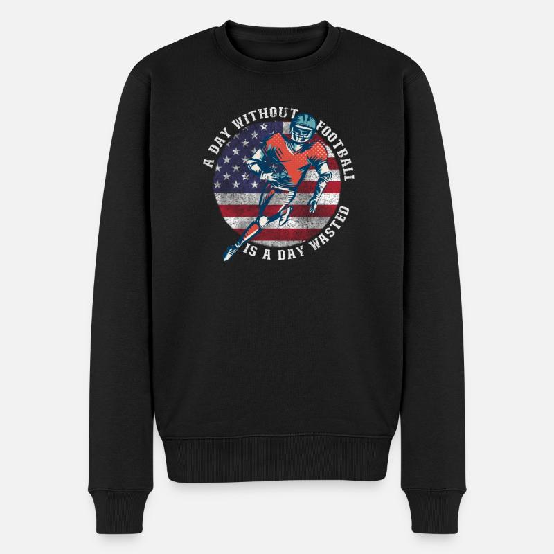 Lustiger American Football Spruch - Männer Premium Bio Pullover - Schwarz