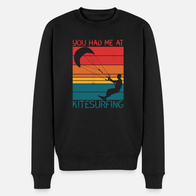 Du hattest mich beim Kitesurfen - Männer Premium Bio Pullover - Schwarz