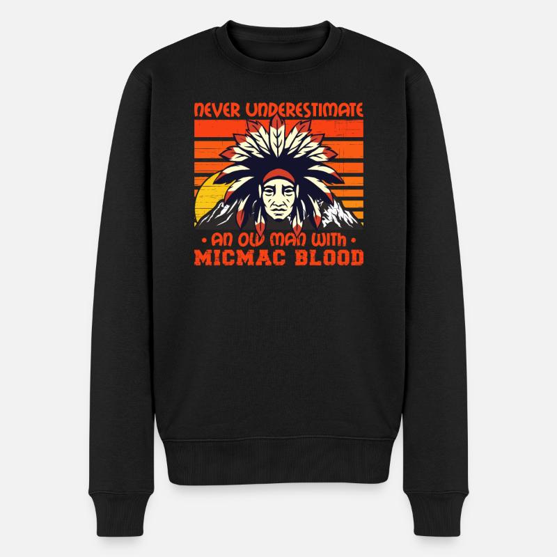 Never Underestimate Old Micmac Man - Men's Premium Organic Jumper - black