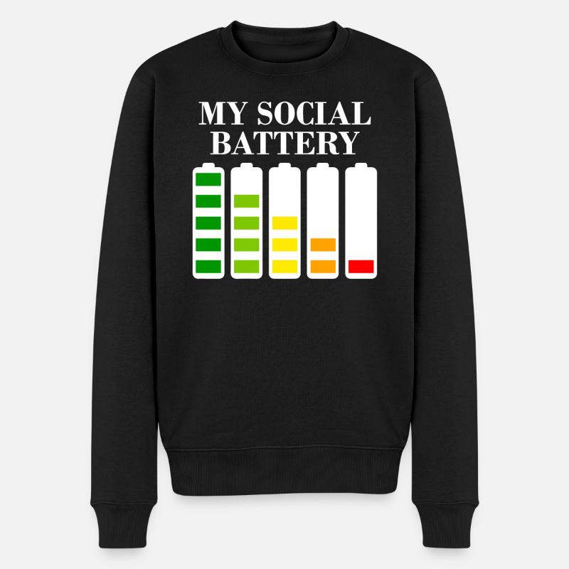 Batterie sociale Anxiété sociale introvertie - Pull Premium bio Homme - noir