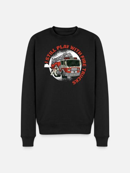 Still Play Fire Trucks Fireman - Men's Premium Organic Jumper - black