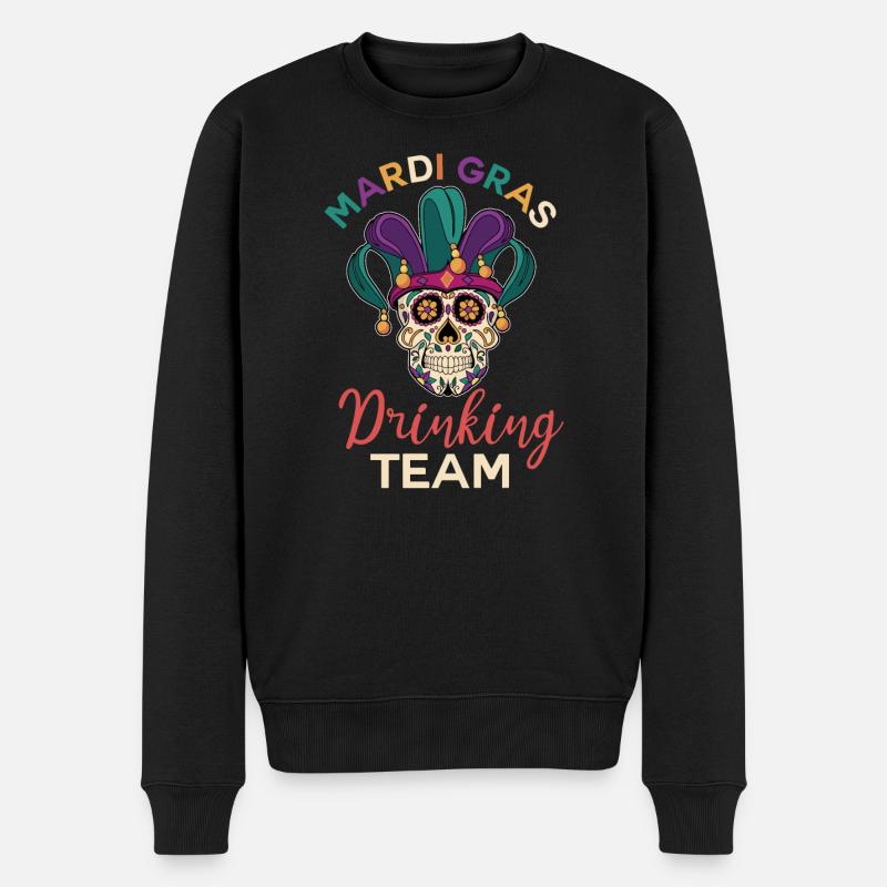 Mardi Gras Trinkteam - Männer Premium Bio Pullover - Schwarz