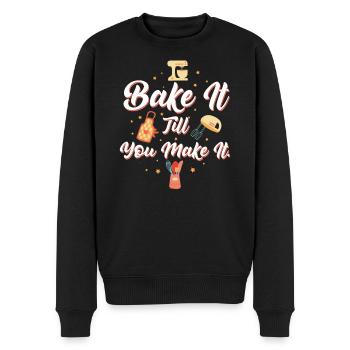 Backen Sie es, bis Sie es backen Spruch - Männer Premium Bio Pullover - Schwarz - Vorne - Nico (187cm)