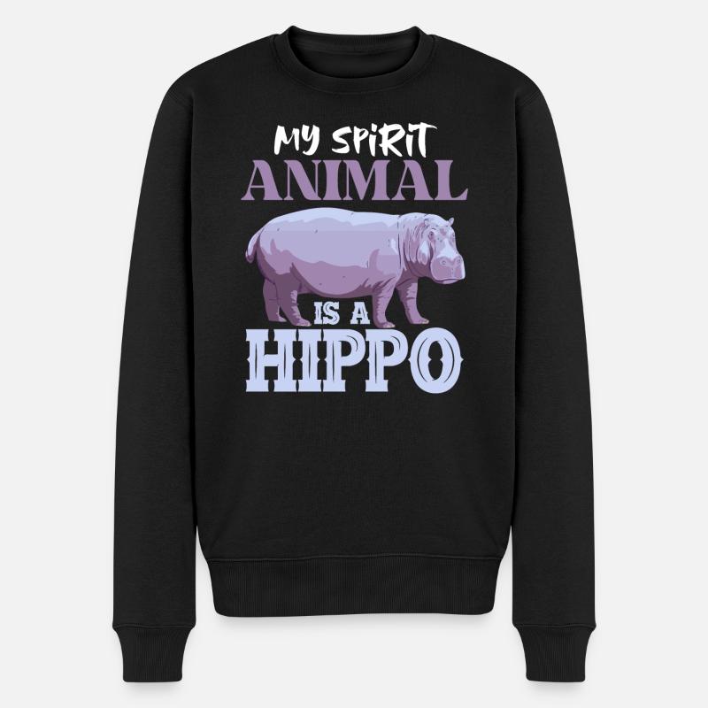 Nilpferd Mama Mein Krafttier Ist Ein Nilpferd - Männer Premium Bio Pullover - Schwarz