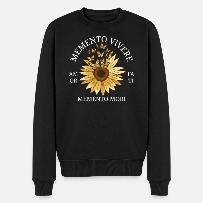 Memento Vivere Amor Fati Memento Mori - Männer Premium Bio Pullover - Schwarz