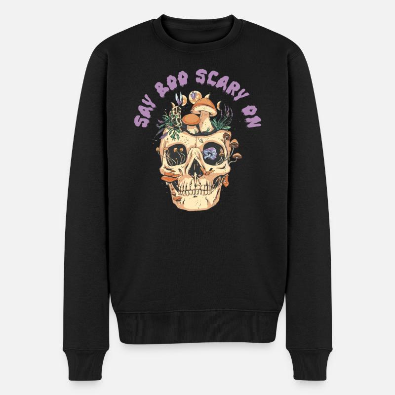 Dites Boo effrayant à Halloween - Pull Premium bio Homme - noir