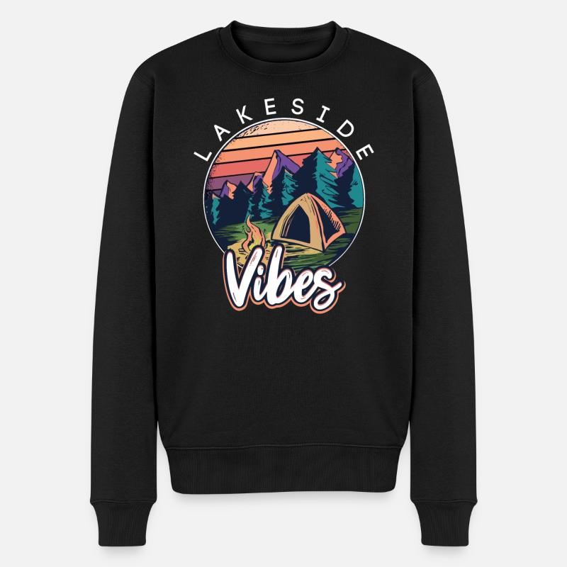 Lakeside-Vibes-Modus - Männer Premium Bio Pullover - Schwarz