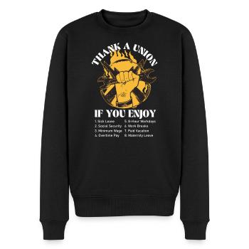 Syndicat Nous sommes tous unis - Pull Premium bio Homme - noir - Devant - Nico (187cm)