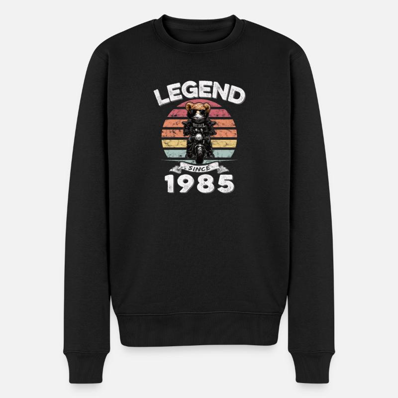 1985 Geburtstag Legend since sunset Teddy - Männer Premium Bio Pullover - Schwarz