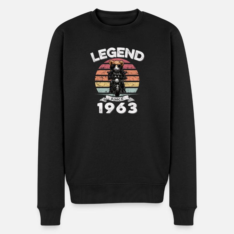 1963 Geburtstag Legend since sunset Teddy - Männer Premium Bio Pullover - Schwarz