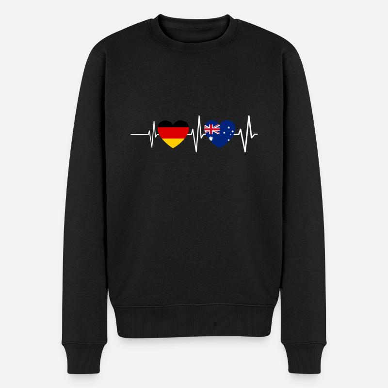 Australier Deutscher Herzschlag Deutschland Austra - Männer Premium Bio Pullover - Schwarz