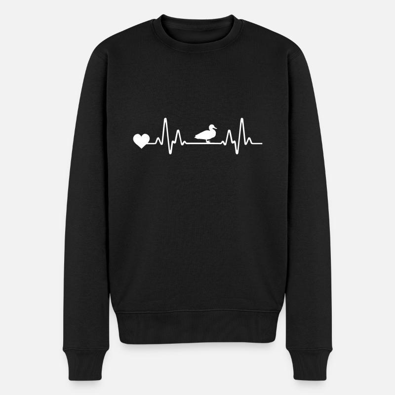 ECG Line Heartbeat Duck - Pull Premium bio Homme - noir
