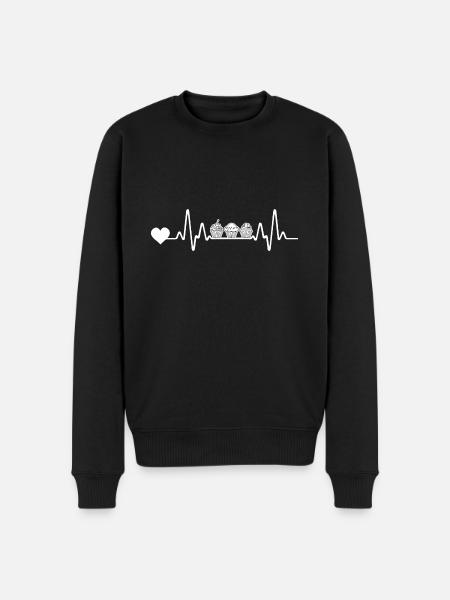 Backen Herzschlag Cupcakes - Männer Premium Bio Pullover - Schwarz