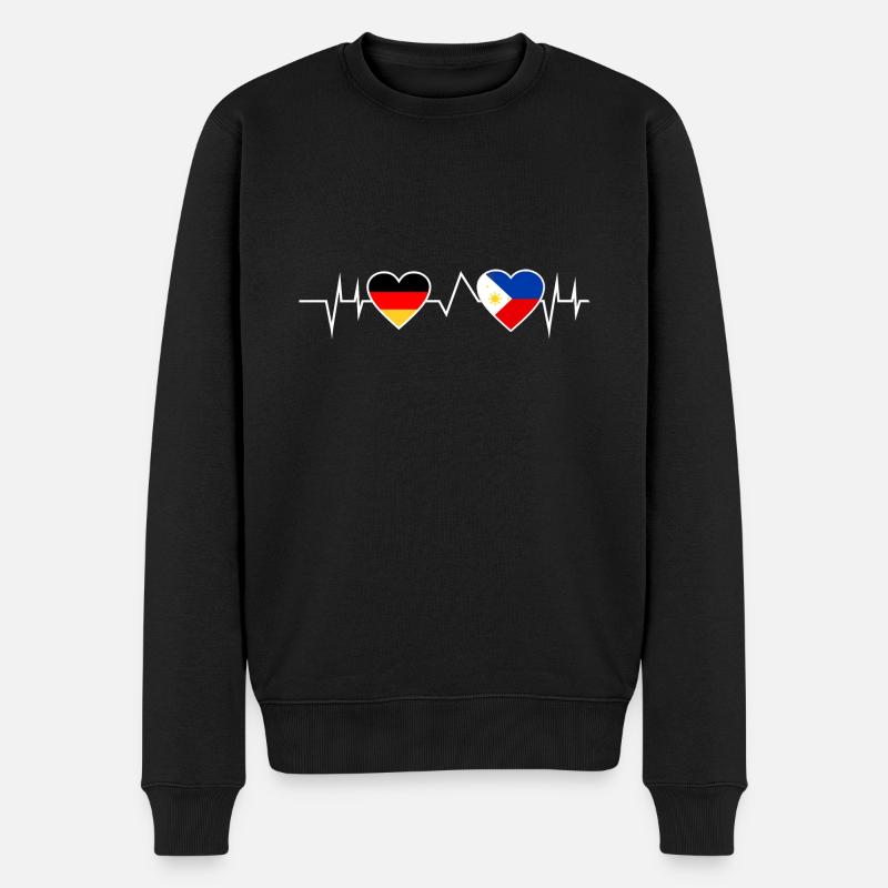 Deutscher Philippinen Herzschlag Geschenk - Männer Premium Bio Pullover - Schwarz