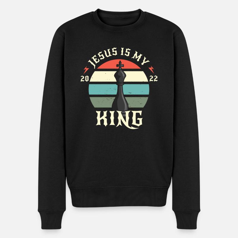 Jesus Is My King - Männer Premium Bio Pullover - Schwarz