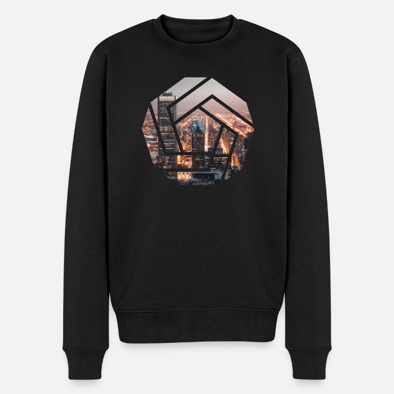 Sechseck City - Männer Premium Bio Pullover - Schwarz