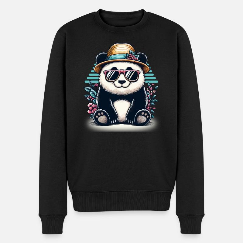 Panda rétro cool - Pull Premium bio Homme - noir
