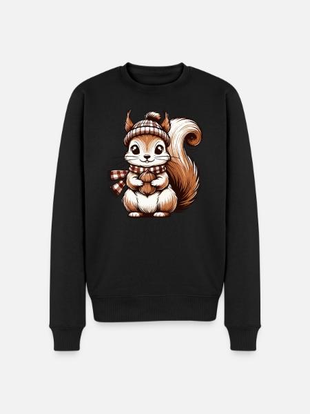 Winter Cute Squirrel - Men's Premium Organic Jumper - black