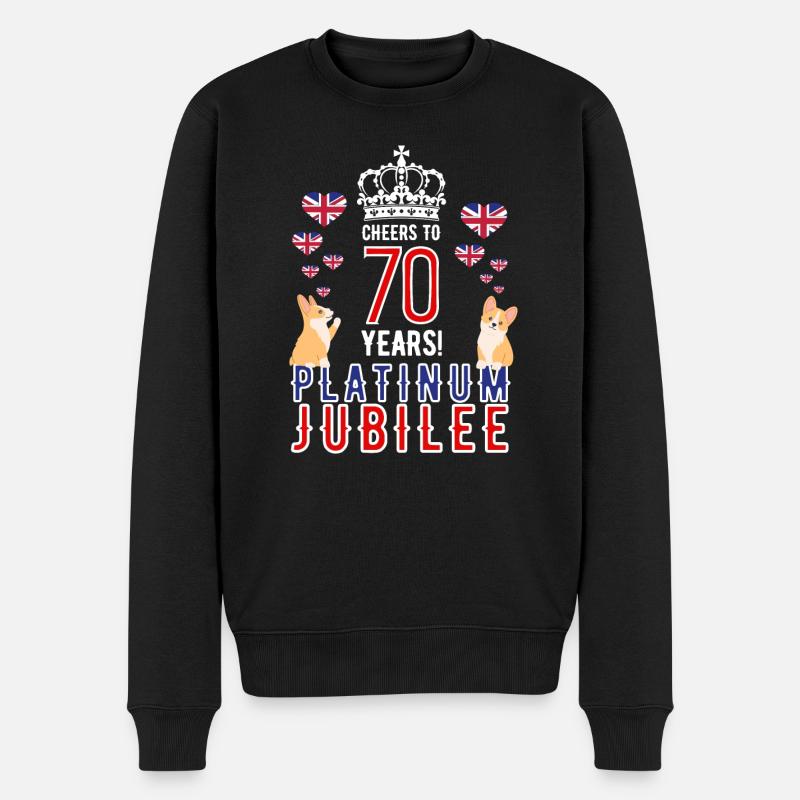 Queen 70. Thronjubiläum 2022 70 Jahre Platin Corgi - Männer Premium Bio Pullover - Schwarz