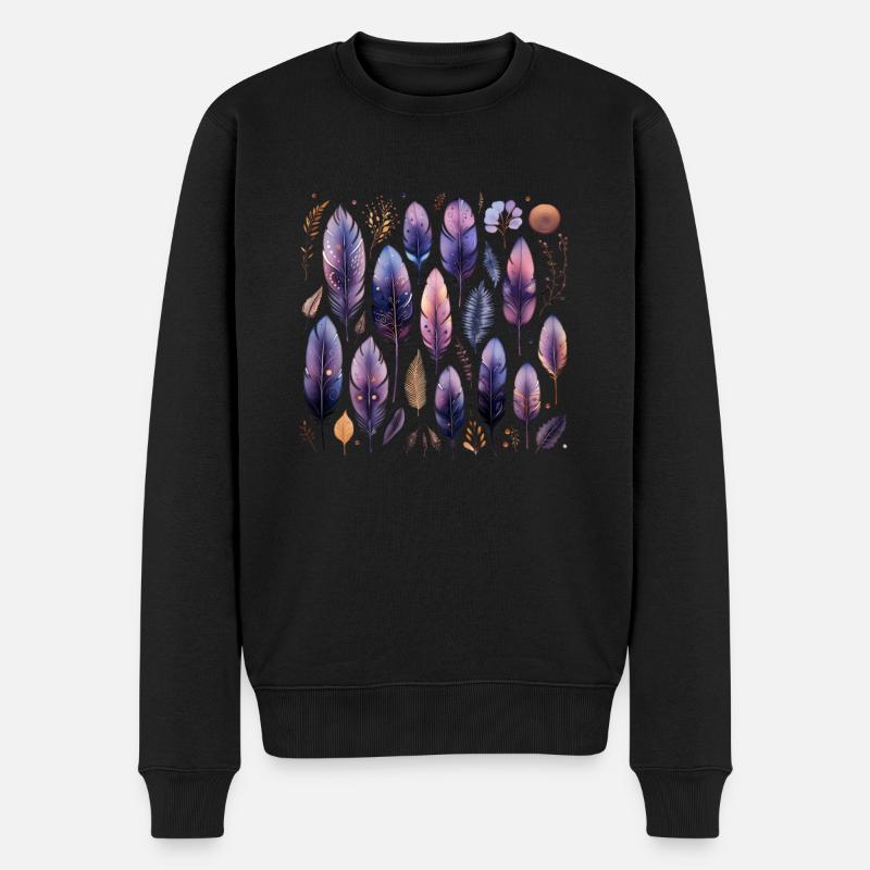Bunte Federn - Männer Premium Bio Pullover - Schwarz